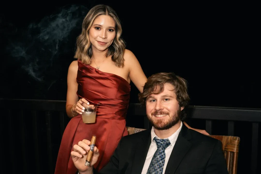 Couple at wedding with Smoke N Memories Cigars.
